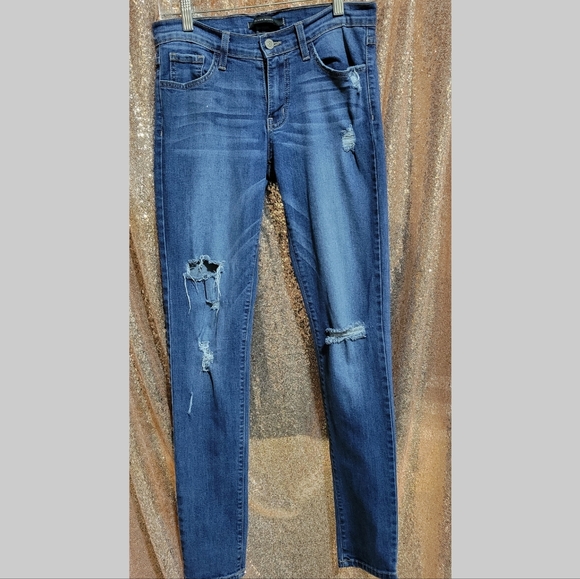 Flying Monkey Mid Rise Distressed Skinny Jeans Size 28. Medium/Dark Wash. - Picture 4 of 6